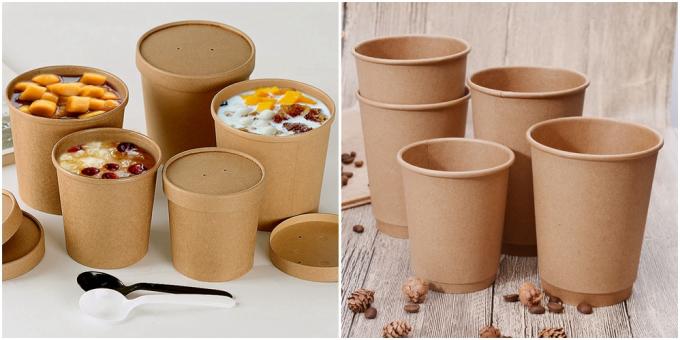 Bol de soupe naturel dégradable à actions de tasse de FDA Brown Papier d'emballage 250gsm de papier
