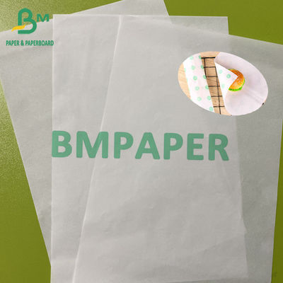 35 gm 40 gm papier de protection contre l'huile papier blanc à l'épreuve de la graisse en rouleaux Taille personnalisée pour emballage alimentaire