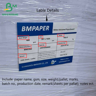 53 gm - 400 gm Feuille libre non revêtue Cartable de livre en papier sans bois 78 X 102cm 72 X 105cm 77 X 110cm Grandes tailles