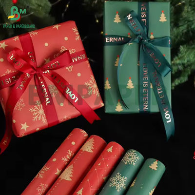 60 grammes Enveloppe de cadeau de Noël imprimée sur mesure Ruloir de papier d'emballage 43 cm x 300 cm