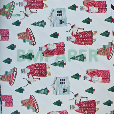 60 grammes Enveloppe de cadeau de Noël imprimée sur mesure Ruloir de papier d'emballage 43 cm x 300 cm