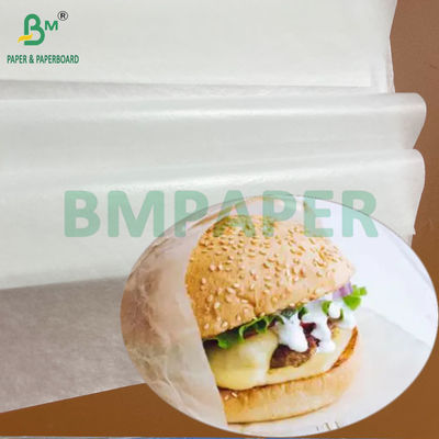 Papier sulfurisé blanc 30grs 35grs résistant à l'huile pour emballage de sandwichs et hamburgers