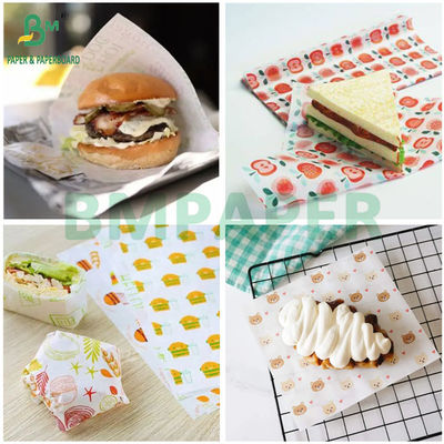 Papier alimentaire ciré 30GSM 40GSM biodégradable sans BPA pour emballage de burgers